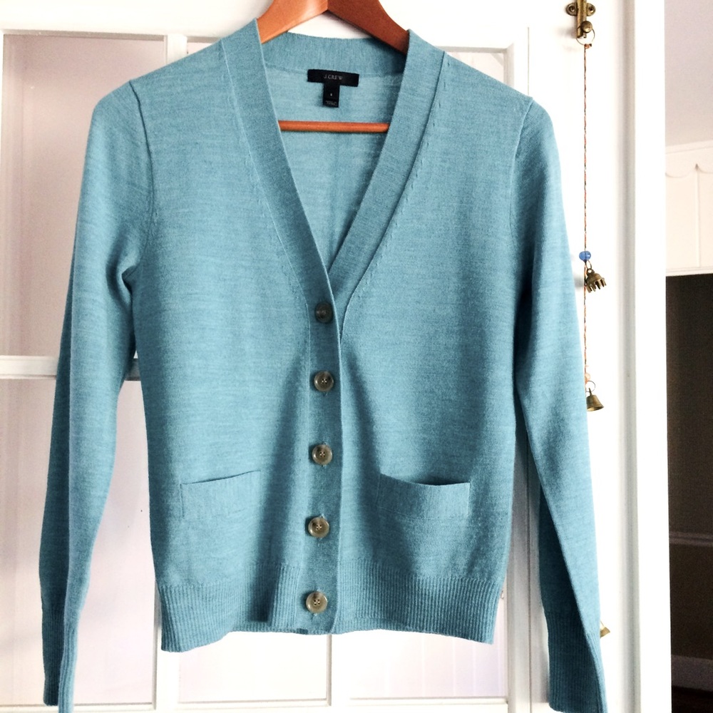 J. Crew Merino wool blend V neck cardigan with pockets and buttons,  XS